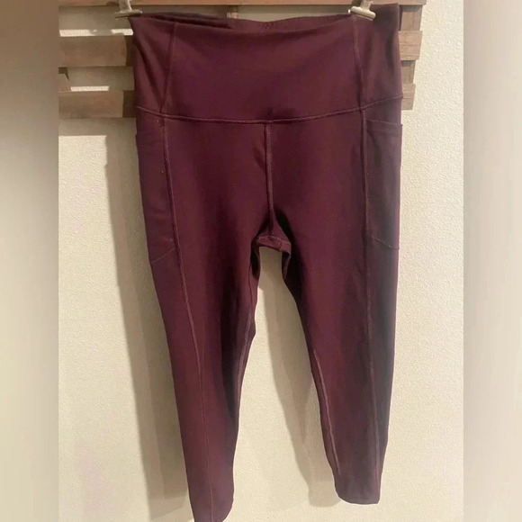 PINK Victoria's Secret athletic leggings bundle burgandy & gray size 6 - Picture 3 of 9